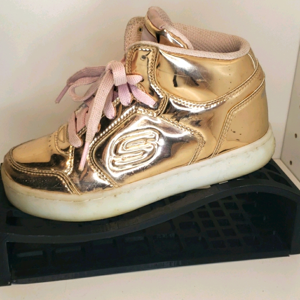 Rose gold light up sketchers size 13